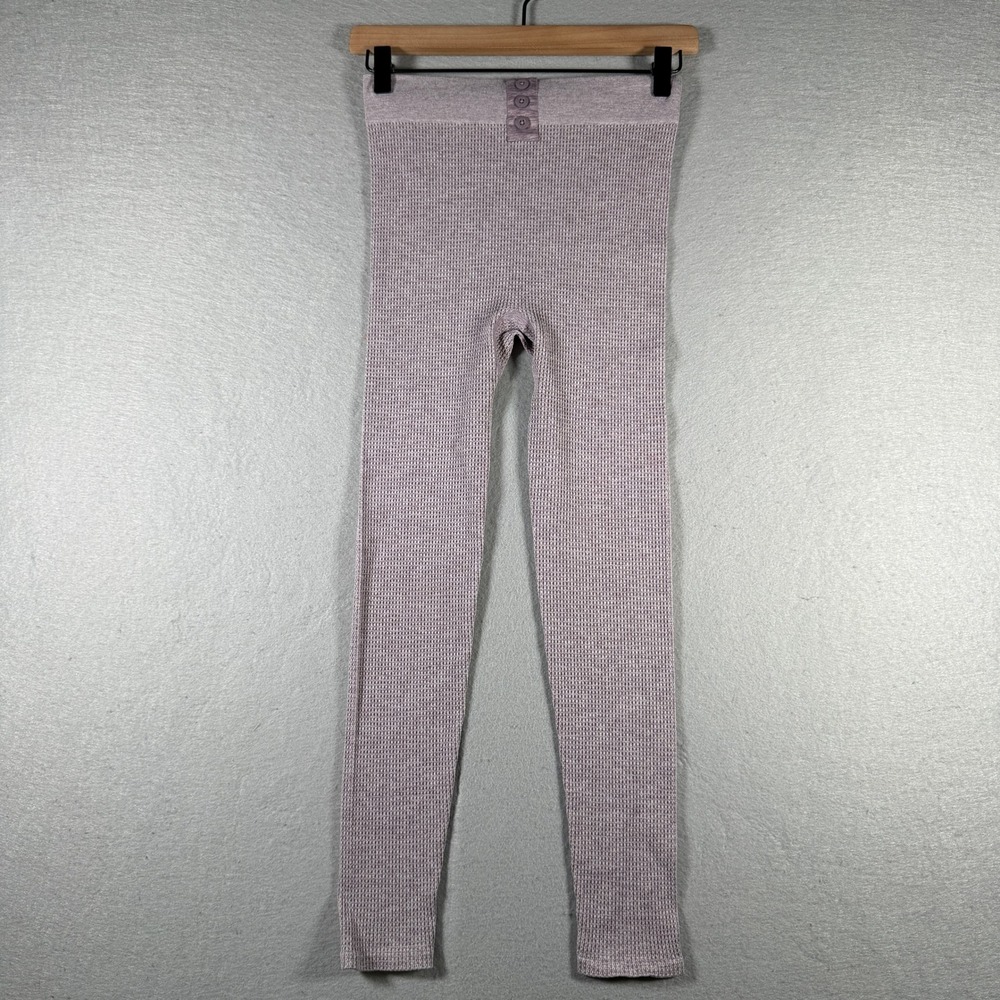 Fabletics Lavender Purpleโ Waffle Knit Henley Button High Waist Leggings Thermal